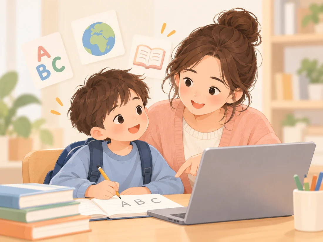 有孩子，但学校英文事务太多插画